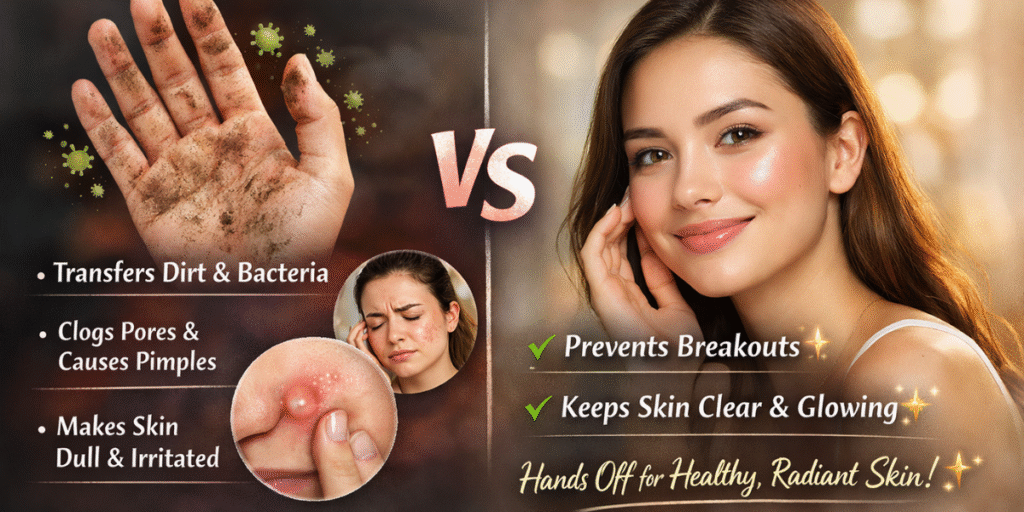 Touching face damages skin